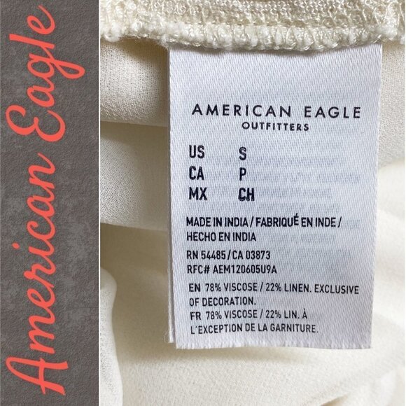 AMERICAN EAGLE Linen Blend Ivory Crochet Cross Strap Jumpsuit, Size Small - Picture 9 of 12